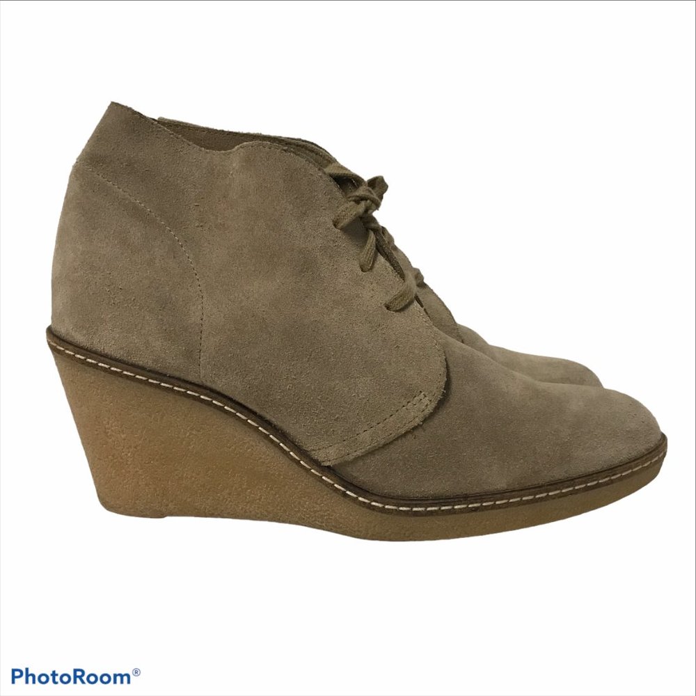 J. Crew Womens 9 Wedge Ankle Bootie Tan Suede Made in Italy
